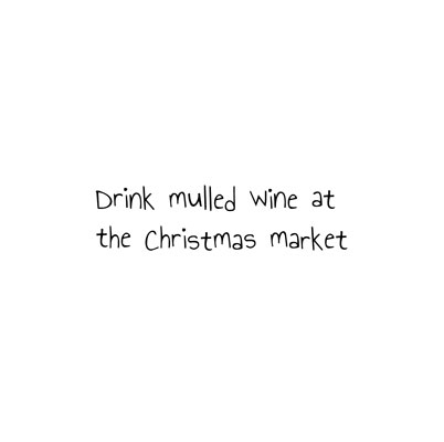 A page sample from the Frog's Bucket List 'Christmas Fun' book by Ruth Burton, showing a caption that says 'Drink mulled wine at the Christmas market'.