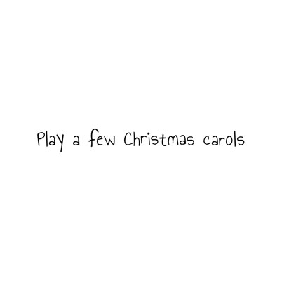 A page sample from the 'Christmas Fun' book showing a caption that says 'Play a few Christmas carols'.