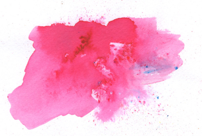 A test swatch of Brusho powder - Alizarin Crimson.