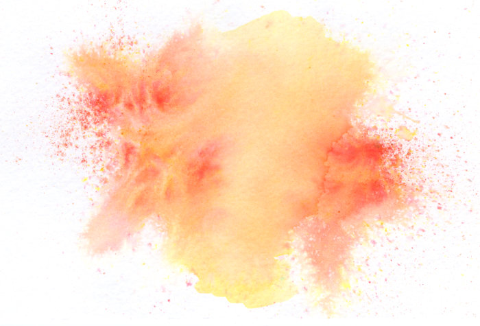A test swatch of Brusho powder - Gamboge.