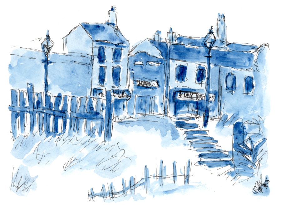 The fourth painting for the blog post exercise by Ruth Burton Artist, the painting is monotone - only Prussian Blue has been used.