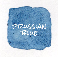 A colour swatch of the paint palette used for the fourth painting. The only colour is Prussian Blue.