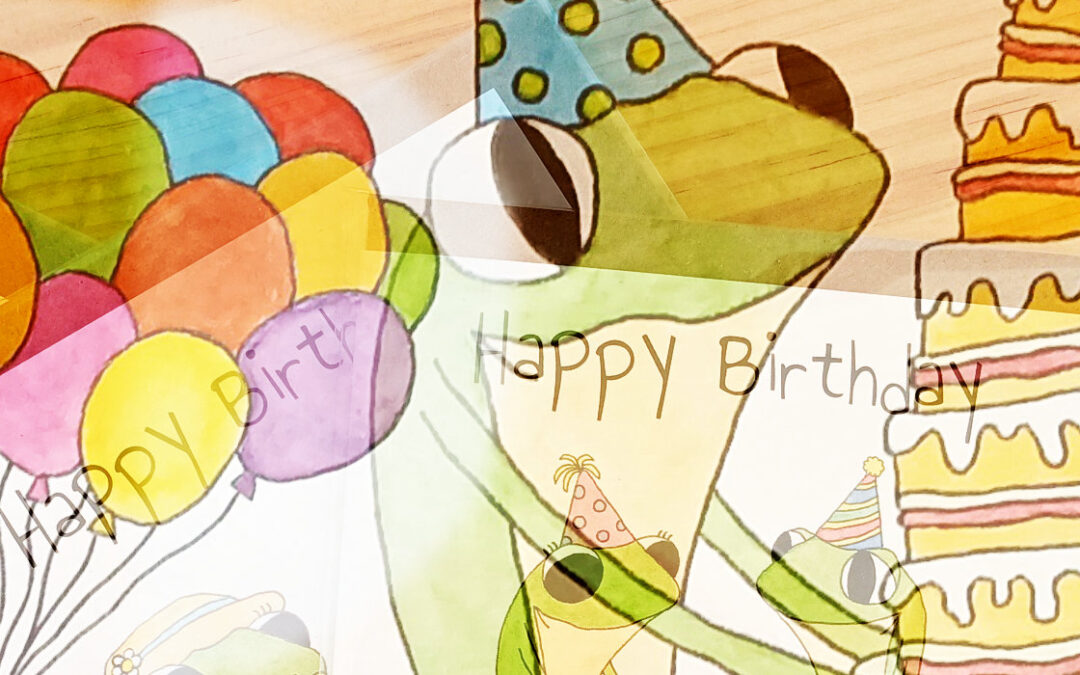 Frog’s Bucket List Greetings Card Samples – Birthday Cards by Ruth Burton Artist