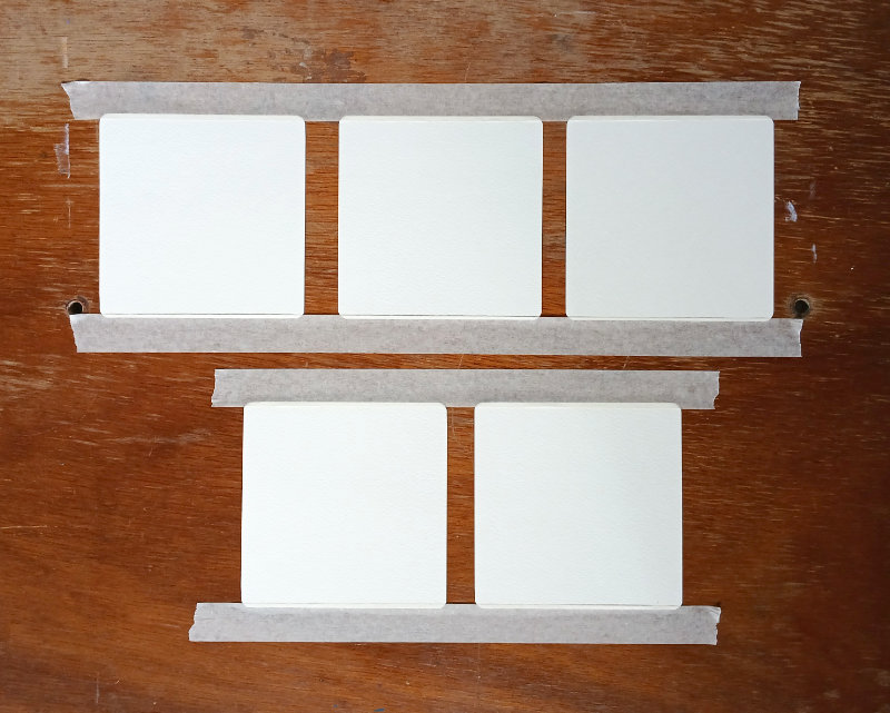 Blank watercolour paper prepared for the bird portrait paintings by Ruth Burton Artist.